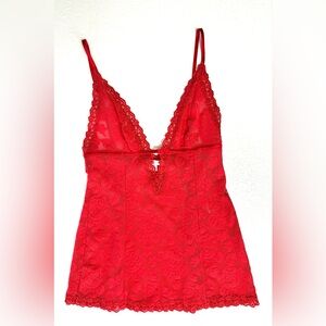 Victoria’s Secret Red Lacey Sheer Babydoll Lingerie S